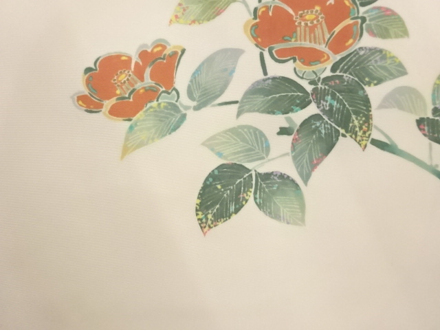  作家物　塩瀬椿模様名古屋帯